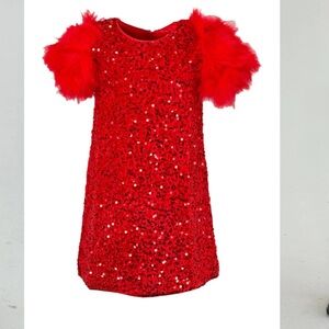 Elegant Red Sequin Kids Dress